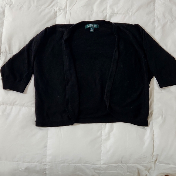 Ralph Lauren Sweaters - Ralph Lauren womens black half sleeve shawl size medium